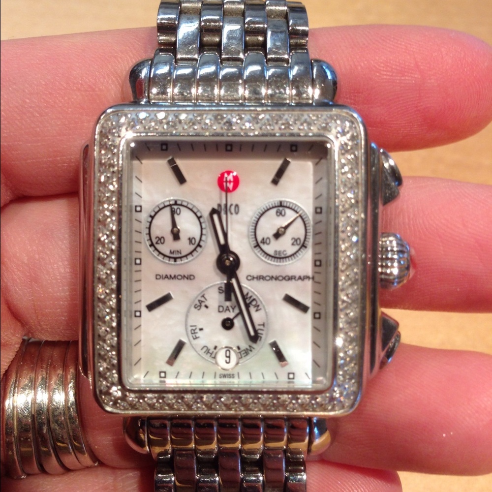 Michele Silver and White Women's Watch - Picture 2 of 3